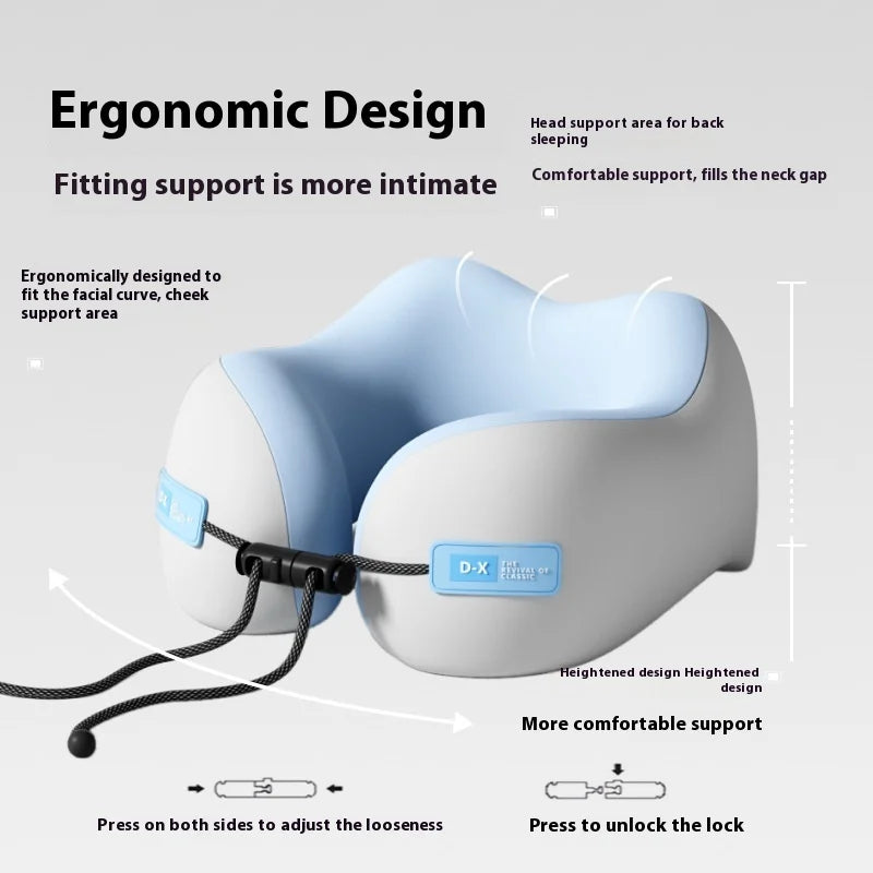 Coussin de voyage ergonomique en U & boîte de transport