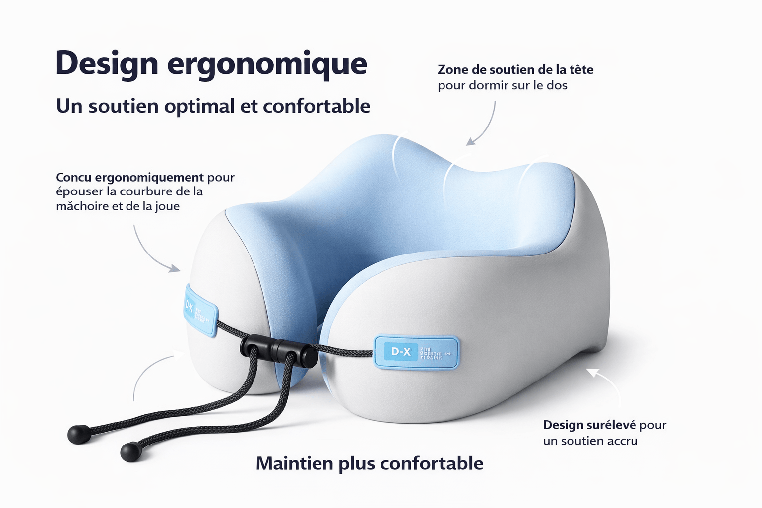 Coussin de Voyage Ergonomique en U & Boîte de Transport - Ma Belle Nuit